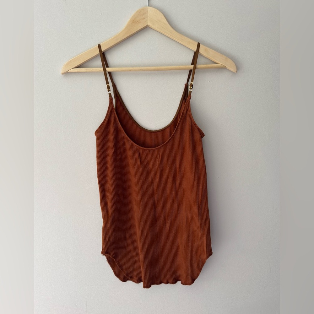 Moussy Vintage Basic Ribbed Tank Top Burnt Orange Size Large - Picture 5 of 8